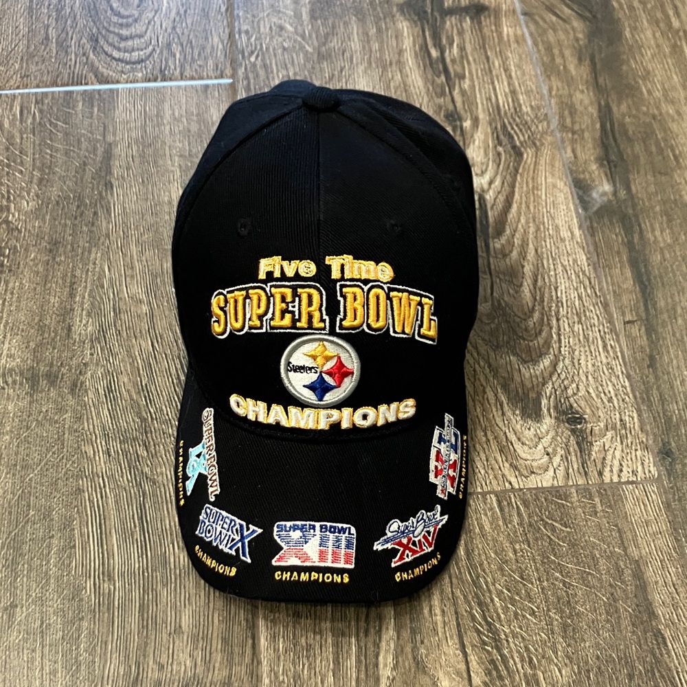 Reebok Black Pittsburgh Steelers Five Time Super Bowl Champions Cap